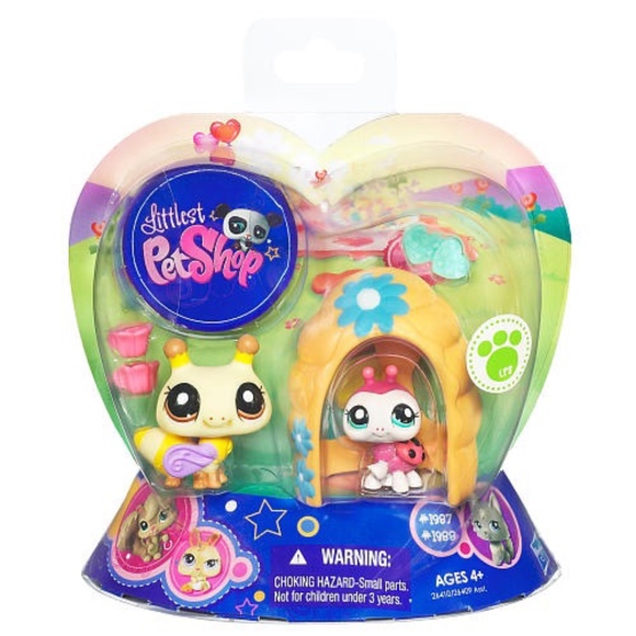 LPS Littlest Pet Shop Valentine's Pets (Bumble Bee #1987 & Ladybug #1988) NIP - Picture 1 of 2